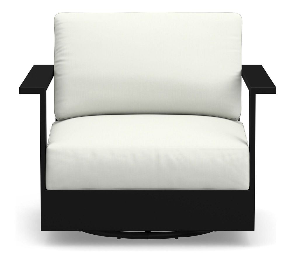 Malibu Metal Cushions, Swivel Occasional Chair, Premium Performance Slub Weave; Natural (White)