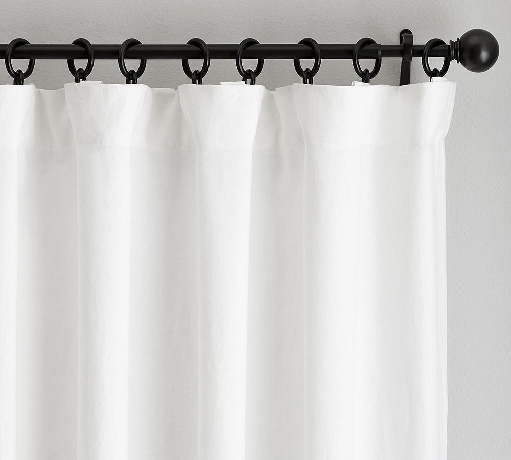 Belgian Flax Linen Blackout Curtain, Size: 50" W x 96" L, Color: White