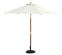 Premium 9' Round Outdoor Umbrella with Eucalyptus Tilt Pole, Sunbrella&#0174; Natural