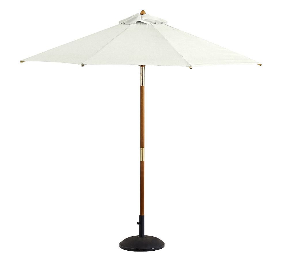 Premium 9' Round Outdoor Umbrella with Eucalyptus Tilt Pole, Sunbrella&#0174; Natural