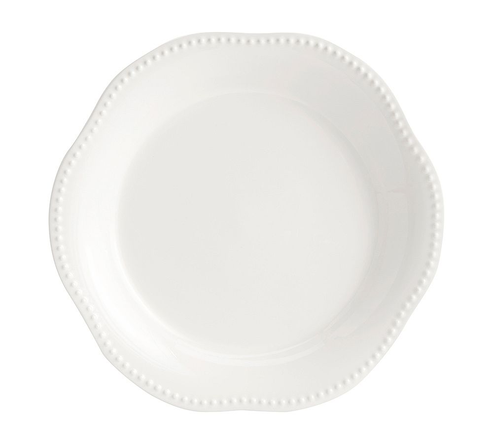 White Emma Beaded Stoneware Serving Platter