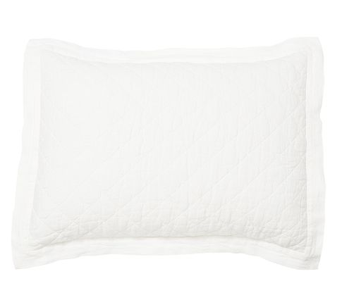 Belgian Flax Linen Diamond Quilted Sham, White, Standard, Set of 2