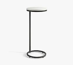 Delaney 10" Round Marble C-Table, Bronze