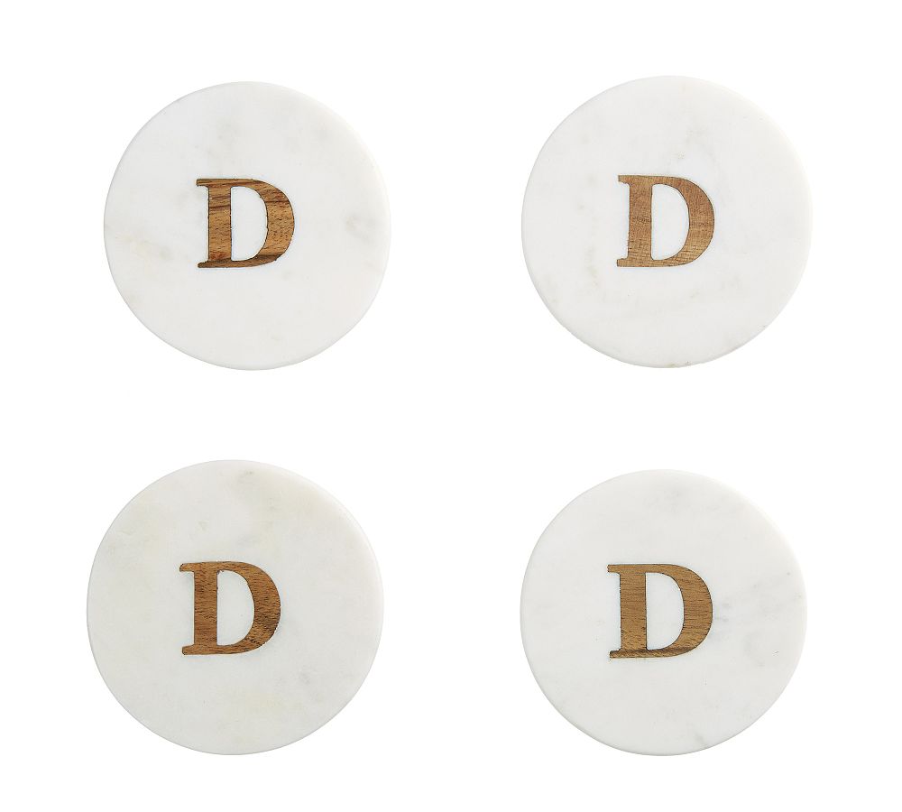 Alphabet Marble/Wood Coasters - Set of 4