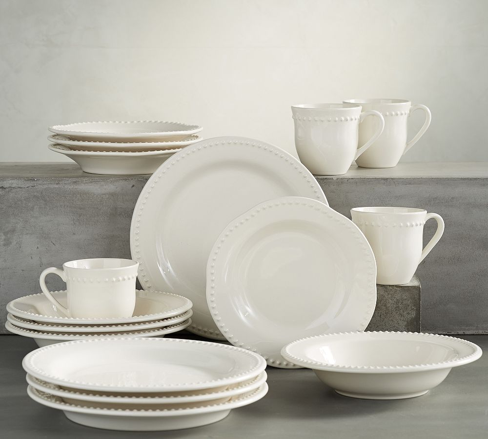 Emma Beaded Stoneware Dinnerware Set - White