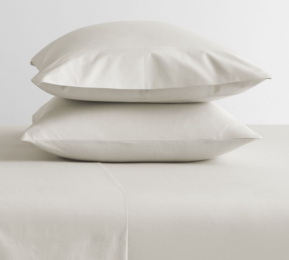 400-Thread-Count Organic Percale Pillowcases - Set of 2, Standard, Classic Ivory