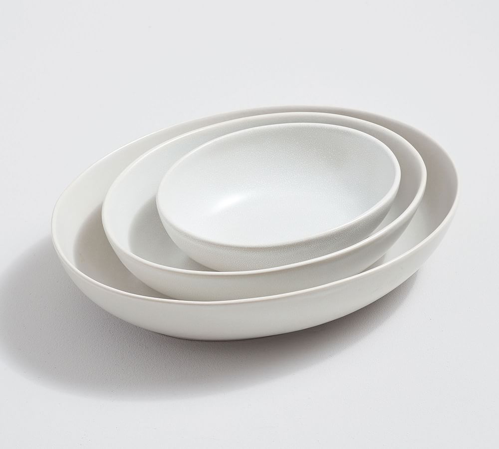 Mason Stoneware Oval Serving Bowls-Ivory
