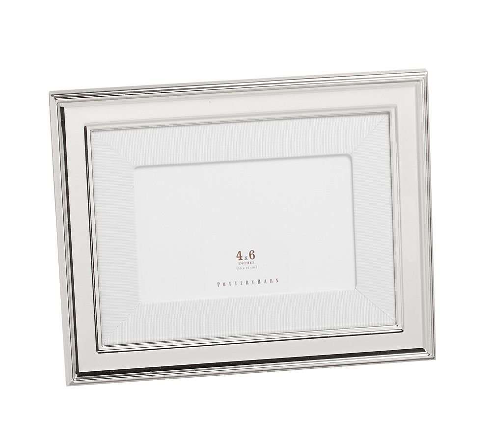 Personalized Silver-Plated Grosgrain Ribbon Mat Frame - White 4x6