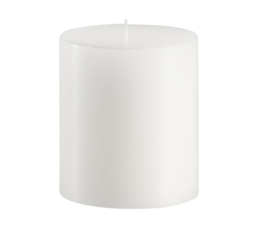 White Unscented Paraffin Wax Pillar Candle, 4" x 4.5"