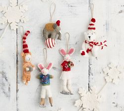 Felt Skating Bunnies Ornaments