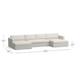 Jake Slipcovered 3-Piece Double Chaise Outdoor Sectional (163&quot;)