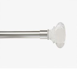 Open Box: Polished Nickel Glass Square Finial - Set of 2