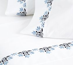 Blossom Embroidered Organic Percale Sheet Set