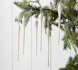 Mercury Glass Icicle Ornament Set of 6