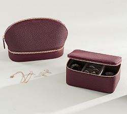 Personalized Reese Leather Travel Jewelry Collection - Merlot