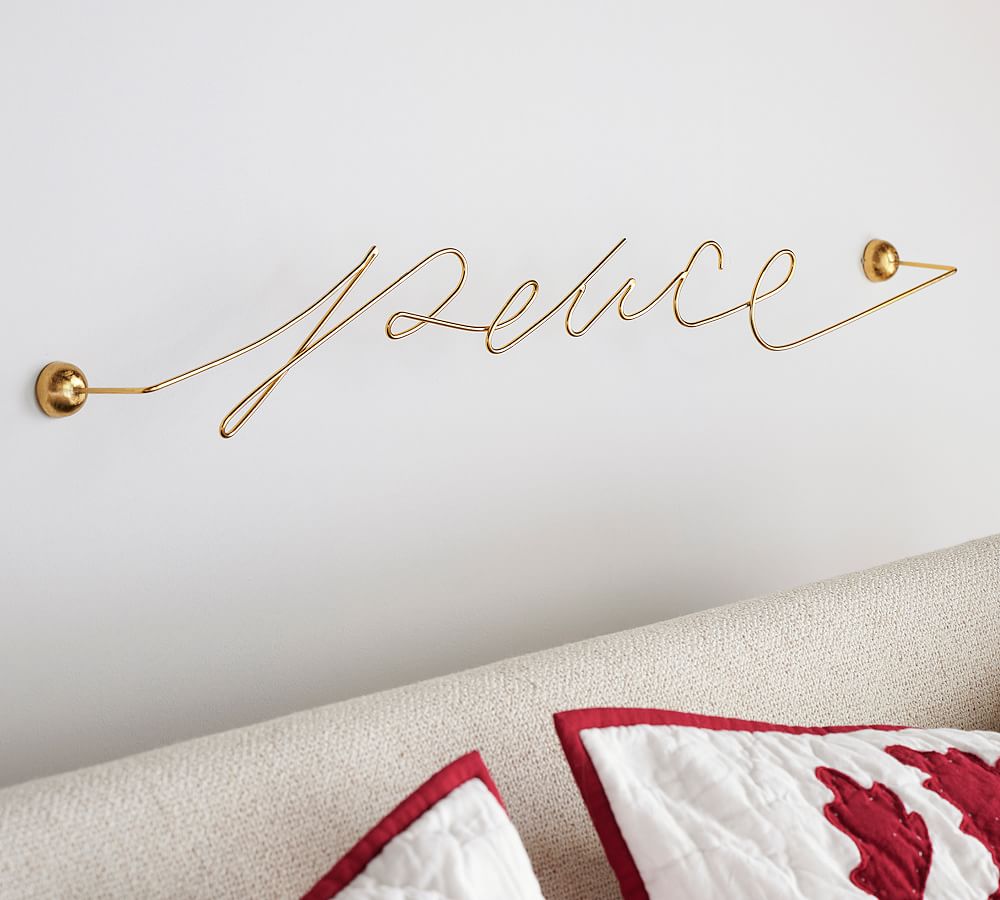 Brass Script Wall Art - Peace