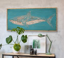 Carved Wood Shark Wall Art