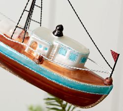 Mercury Glass Fishing Boat Ornament