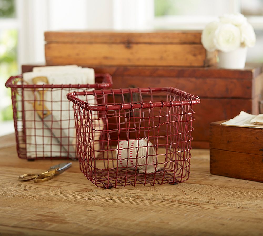 Red Wire Basket, Set of 2