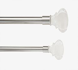 Open Box: Polished Nickel Glass Square Finial - Set of 2