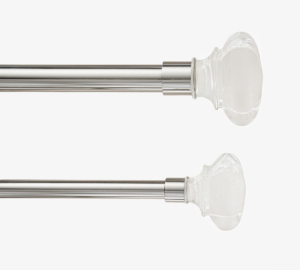 Open Box: Polished Nickel Glass Square Finial - Set of 2