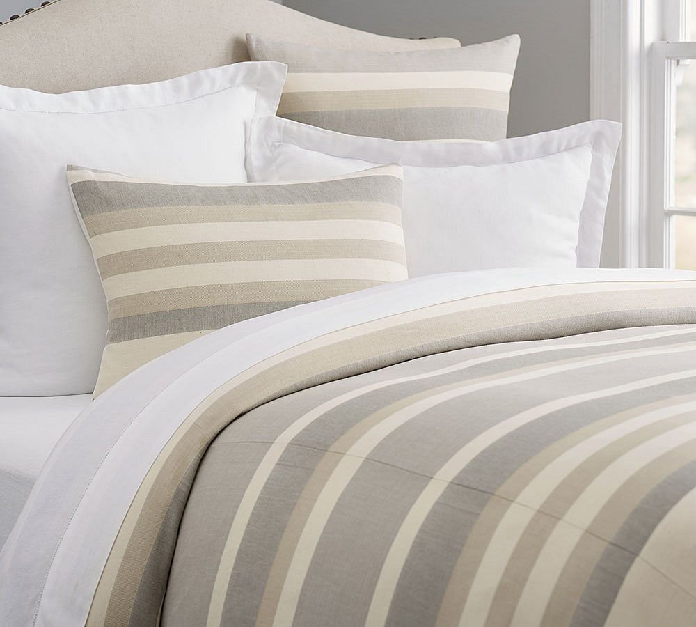 Stinson Yarn-Dye Stripe Organic Duvet Cover &amp; Shams