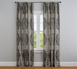 Shibori Diamond Linen Cotton Rod Pocket Curtain