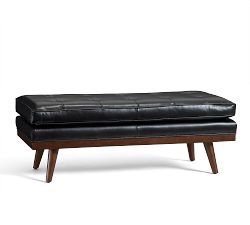 Carson Tufted Leather Ottoman