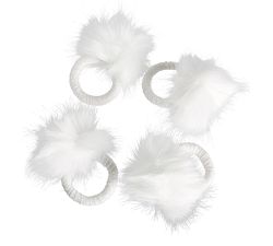 Ivory Fur Napkin Ring, Set of 4