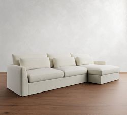 Westwood Fin Arm Deep Seat Slipcovered Chaise Sectional (130&quot;-148&quot;)