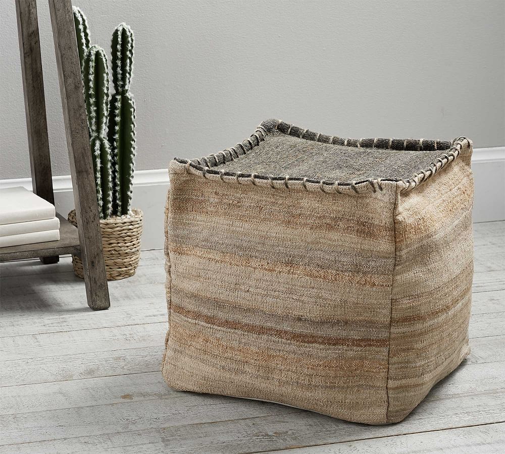 Color Block Pouf Cover
