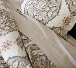 Anastasia Medallion Organic Print Percale Duvet Cover &amp; Shams