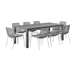 Cali Metal Dining Table with Dalhousie Rope Dining Armchair Outdoor Dining Set