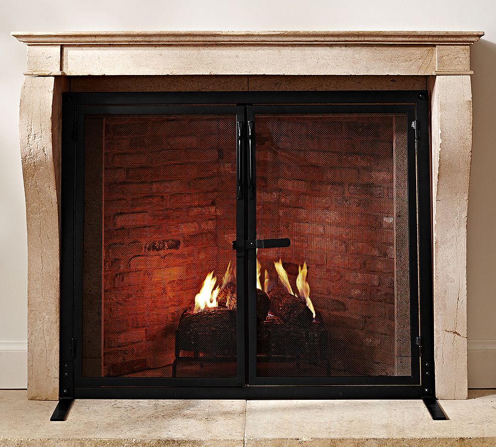 Industrial Fireplace Door Screen