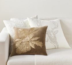Metallic Embroidered Pinecone Pillow Cover