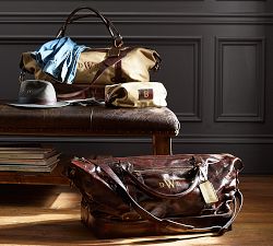 Saddle Leather &amp; Canvas Weekender Bag