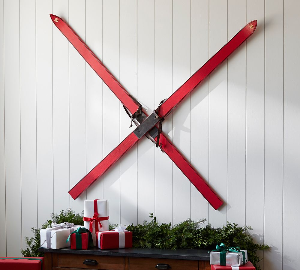 Vintage Skis 3-D Art, Set of 2