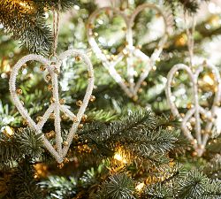 Jingle Bell Peace Sign Heart Ornament