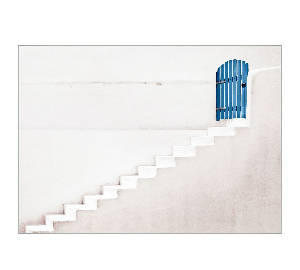 Ascending in Santorini Framed Canvas