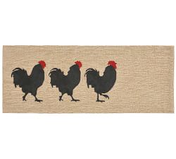 Three Roosters Hand-Tufted Outdoor Rug
