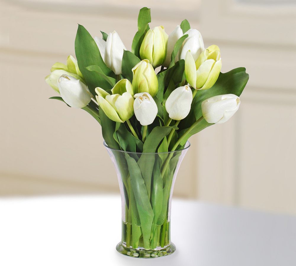 Faux Tulip in Glass Vase