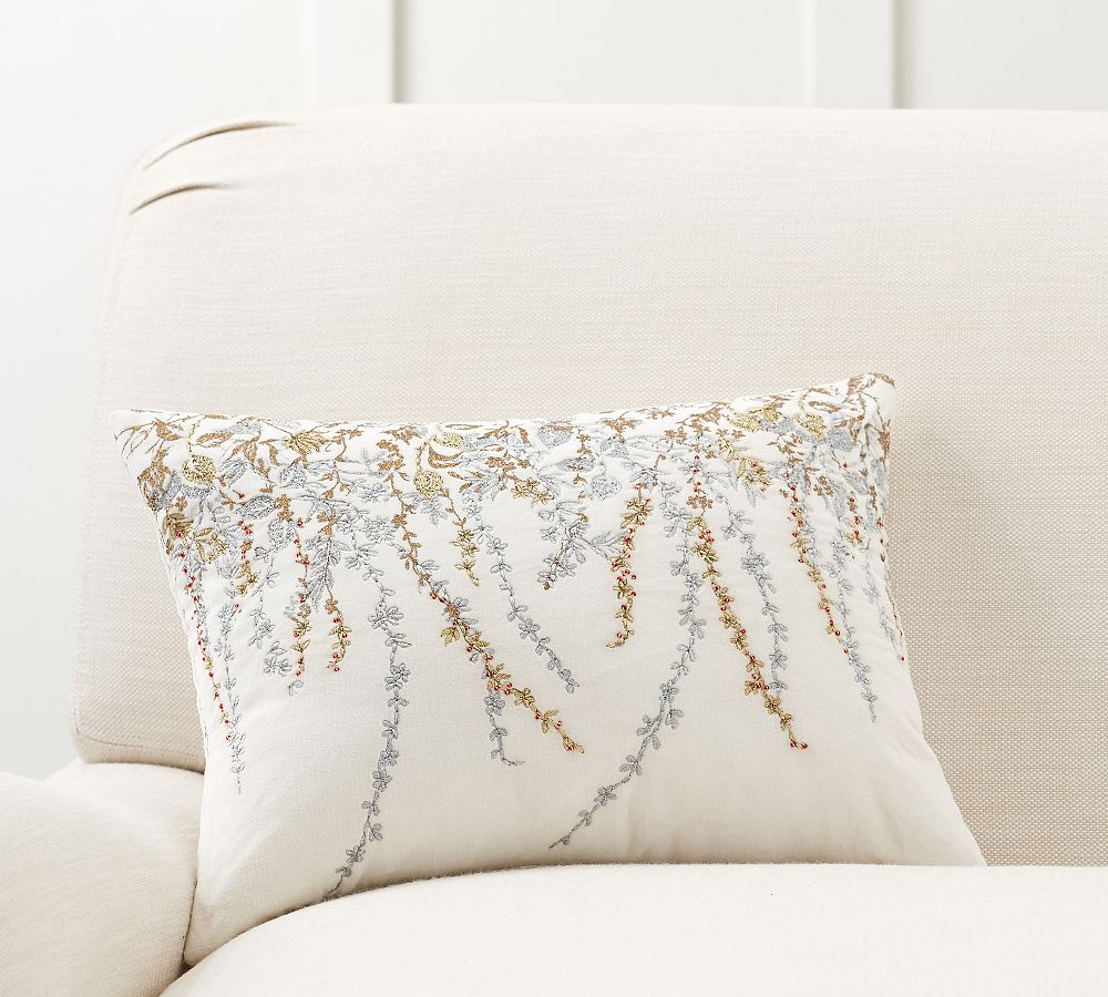 Monique Lhuillier Trailing Vine Embroidered Boudoir Pillow