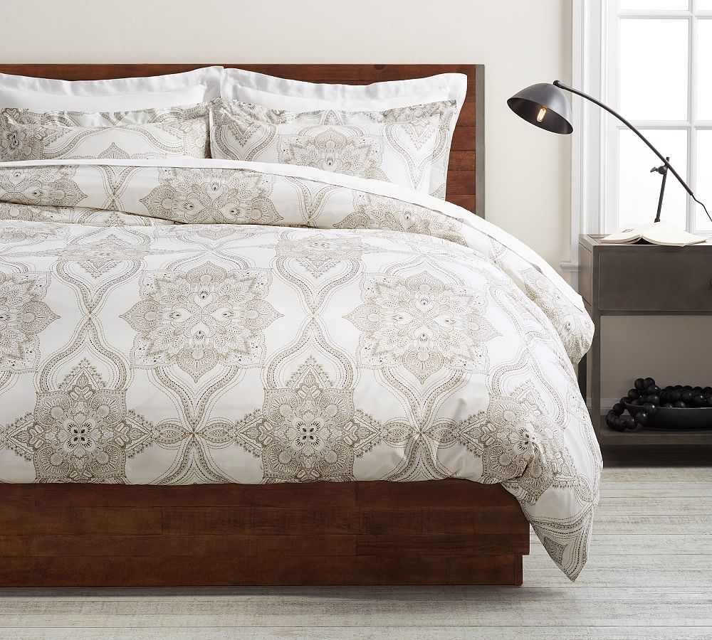 Open Box: Sonya Medallion Organic Percale Duvet Cover