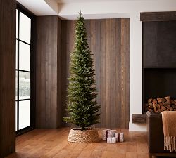 Lit Narrow Lincoln Pine Faux Christmas Trees