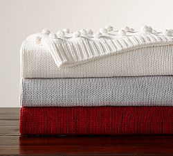 Mini Pom Pom Knit Throw