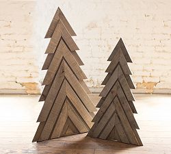 Rustic Wooden Christmas Trees, Set of 2