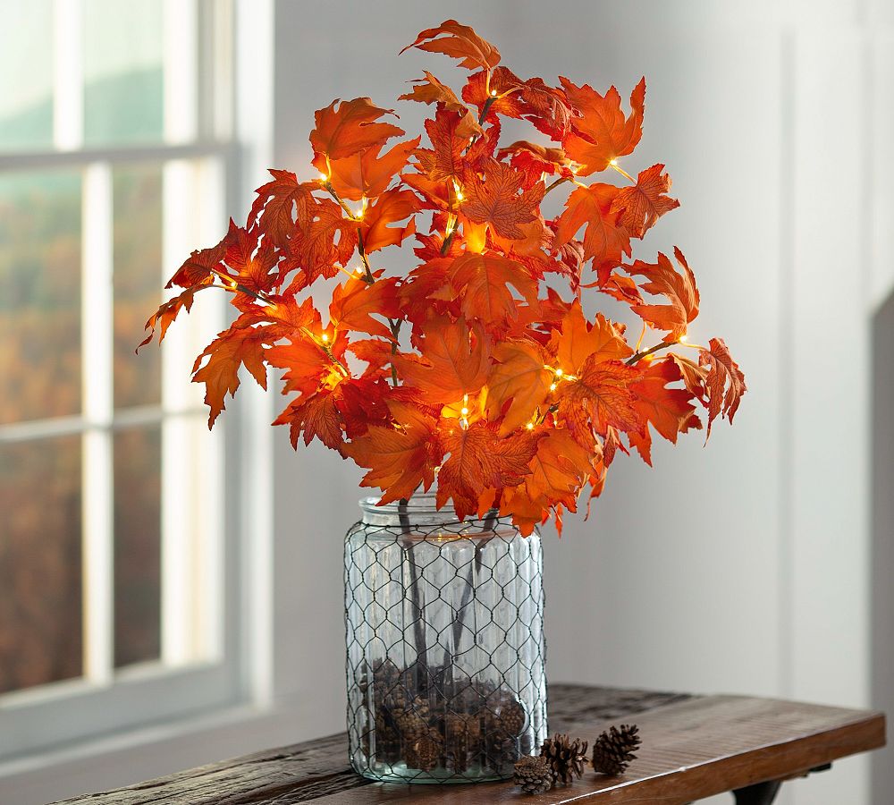 Lit Faux Maple Tree Branches - Set of 2