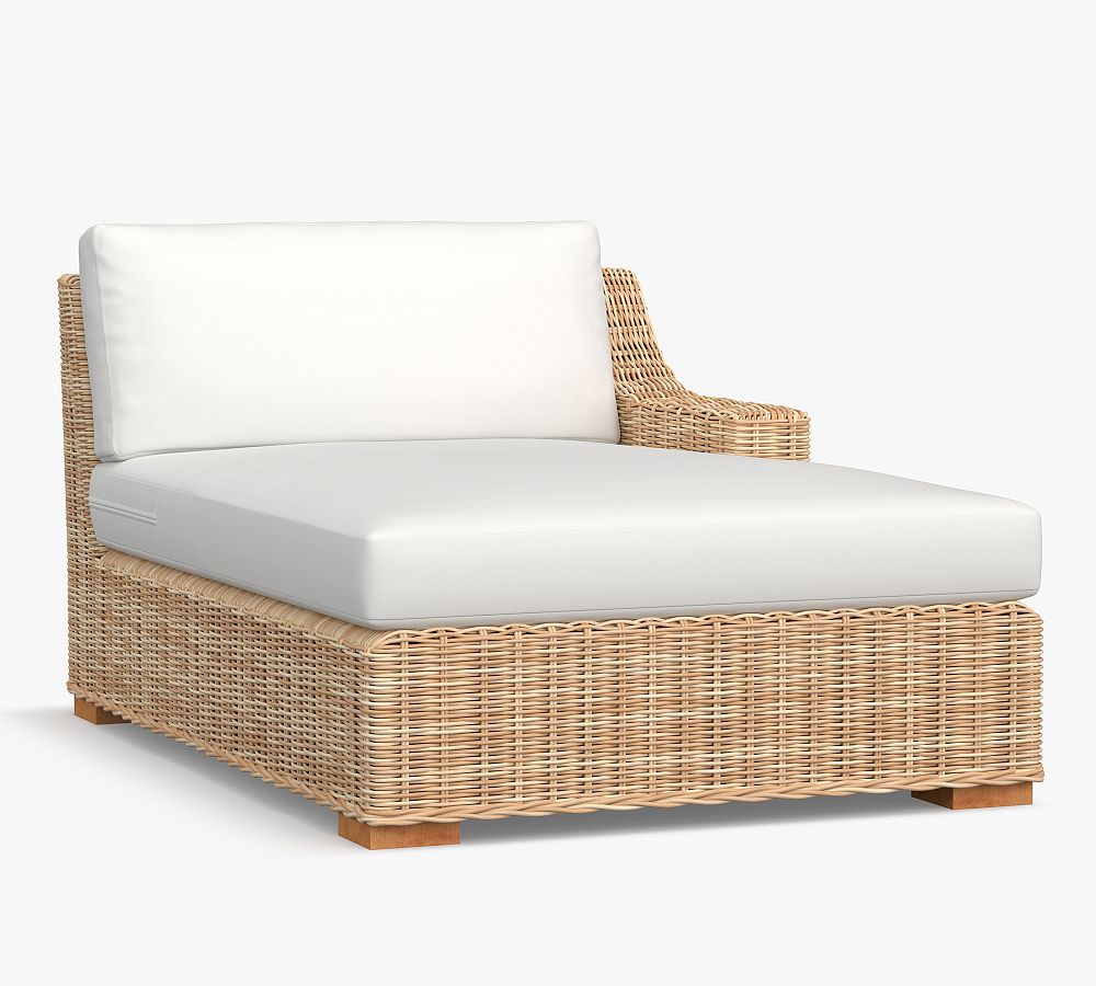 Open Box: Huntington All-Weather Wicker Slope Arm Sectional, RA Double Chaise with Cushion, Natural