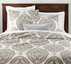 Anastasia Medallion Organic Print Percale Duvet Cover &amp; Shams