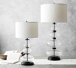 Estelle Stacked Glass &amp; Iron Table Lamp (24&quot;-36&quot;)